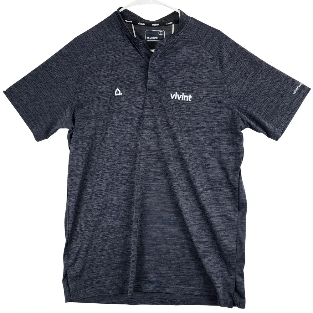 Vivint Polo Performance Shirt Space Dye Grey Mens L Smart‎ Home workwear